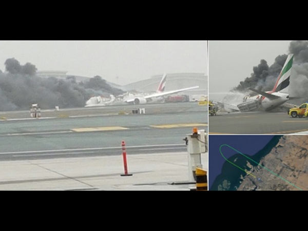 شاهد دخان أسود يتصاعد من مطار دبي يعطل حركة الطيران