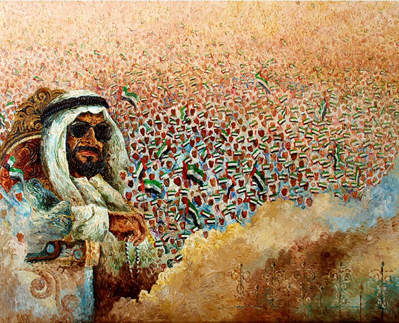 دبي تلقي الضوء على حكم الشيخ زايد من خلال أعمال الفنان ‏أكبر صاحب