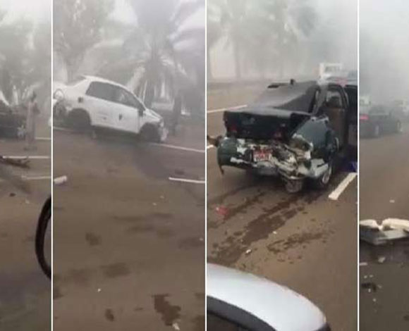 بالفيديو.. تصادم 96 سيارة بالإمارات ... إصابات بشرية طفيفة ومادية كبيرة