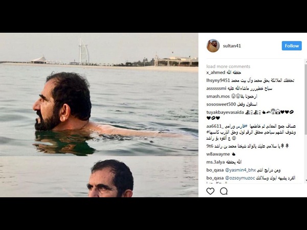 الشيخ محمد بن راشد في مياه شاطئ جميرا