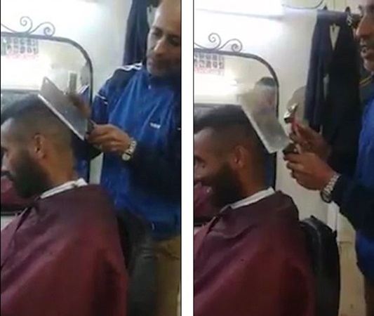 هل تسلمون له رأسكم .. حلاق بالساطور والمطرقة​