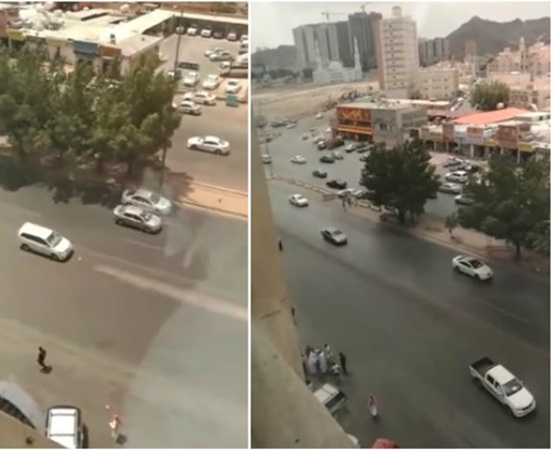 بالفيديو: سيارة تلاحق سائق دراجة نارية لدهسه في السعودية!