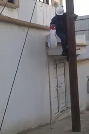شاهد كيف تسلق العمود لإنقاذ قطة