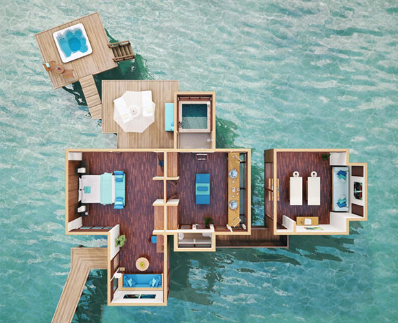 هذه مزايا جناح Retreat Water الرائع في فندق كونراد المالديف