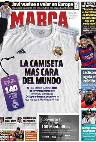 اتفاق رعاية بين ريال مدريد وشركة اديداس بقيمة 140 مليون يويو سنويا