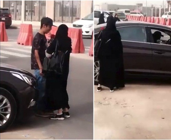 بالفيديو: فتاة تحتضن شابًا في أحد شوارع السعودية!