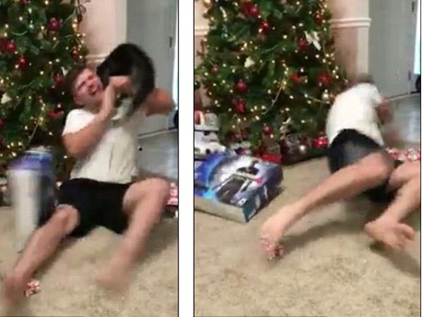 حادث أليم وهو يفتح هدايا عيد الميلاد .. فيديو
