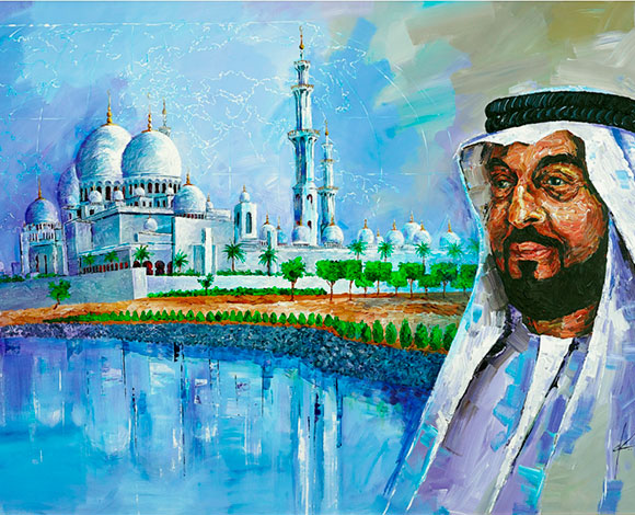 دبي تلقي الضوء على حكم الشيخ زايد من خلال أعمال الفنان ‏أكبر صاحب