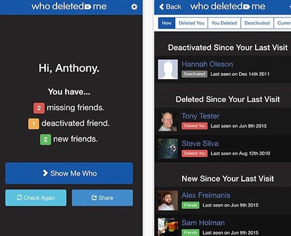 تطبيق Who Deleted Me يخبرك من حذفك على الفايس بوك