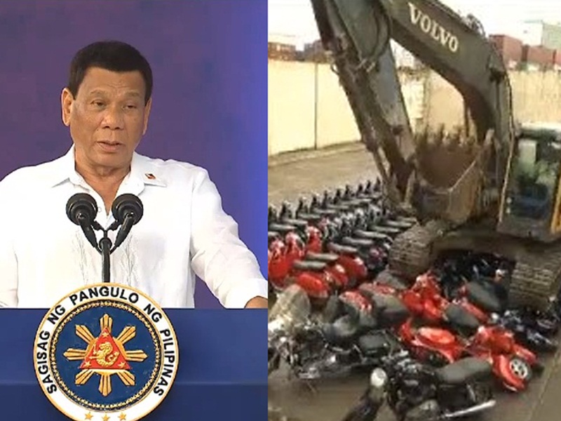 بالفيديو: الرئيس الفلبيني يشهد عملية تدمير دراجات نارية فاخرة!