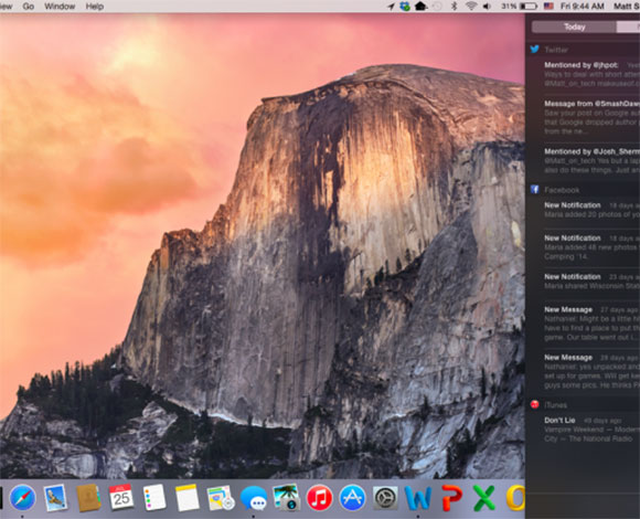 طريقة استخدام مركز الإشعارات الجديد بنظام أو إس إكس يوسمايت
