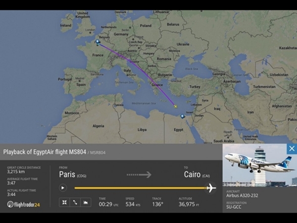 سقوط طائرة تابعة لشركة مصرللطيران في البحر المتوسط