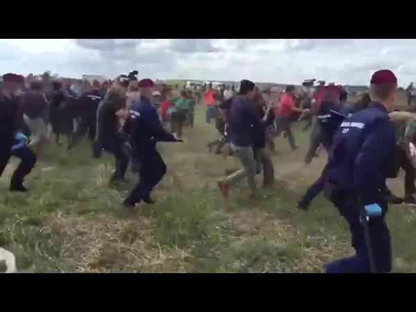 محاكمة المراسلة التي تعرقل اللاجئين وتوقعهم أرضًا