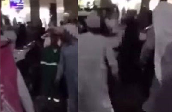 بالفيديو ... موظف بالبلدية يعتدي على بائعة بـ"العقال" في المسجد النبوي