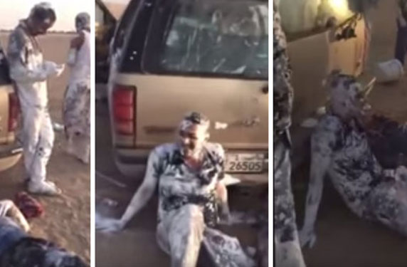فيديو.. حادث انقلاب مضحك لسبعة عمال مصريين في الكويت