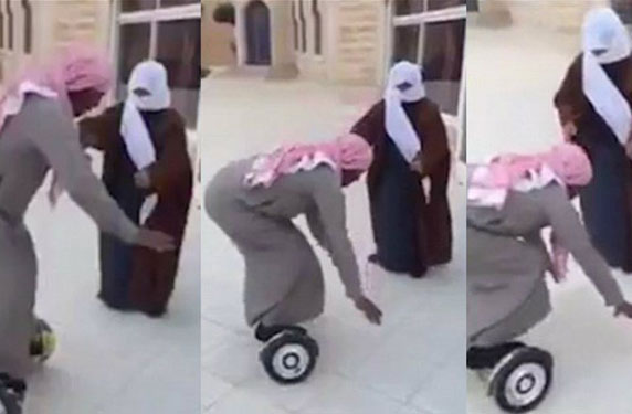 فيديو طريف ...  سعودي يركب لوح التزلج الكهربائي للمرّة الأولى ولكن!!