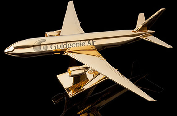 Goldgenie تطور نماذج طائرات مطلية بالذهب لإغراء هواء الاقتناء