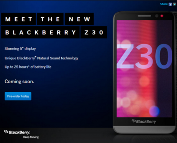 "رائد" يكشف عن مواصفات بلاكبيري Z30 الجديد