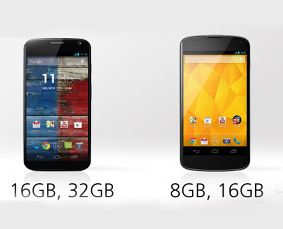 الفوارق بين هاتفي غوغل Moto X وNexus 4 