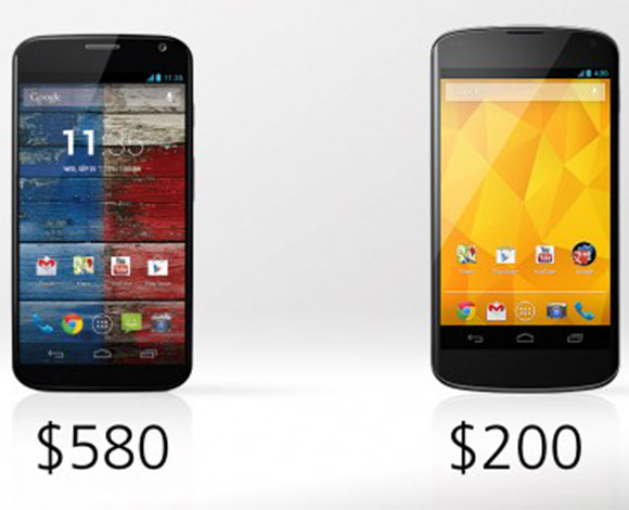 الفوارق بين هاتفي غوغل Moto X وNexus 4 