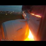 اشتعلت في الطائرة وعندما هبطت انفجر محركها .. شاهد