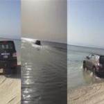 خليجي يقود سيارته وسط البحر فماذا حدث له، بالفيديو