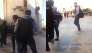 فيديو لحادث اشتباك بين شباب وفتاة في أحد المعاهد