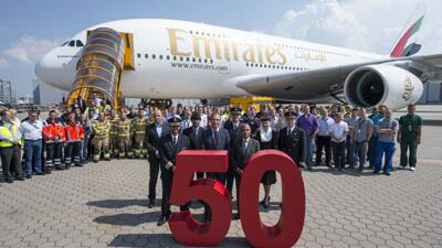 طيران الإمارات تتسلم طائرة الإيرباص A380 الخمسين