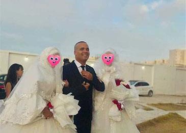 شاب جزائري يُشعل الجدل على "السوشيال ميديا" بعد زواجه من امرأتين في حفل زفاف واحد
