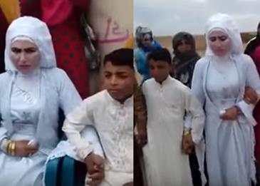 شاهد بالفيديو: زفاف شابة ناضجة لطفل في الأردن!