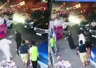 بالفيديو .. رجل وامرأة يتضاربان في الشارع