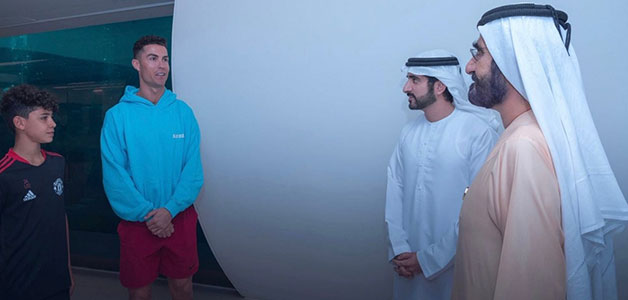 محمد بن راشد وحمدان بن محمد يلتقيان كريستيانو رونالدو في دبي