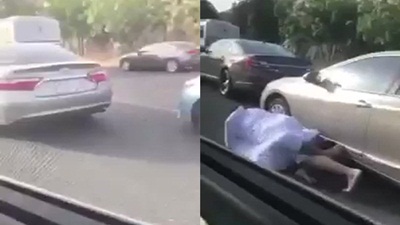 معركة بين قائدي السيارات على أحد الطرق السريعة في المملكة
