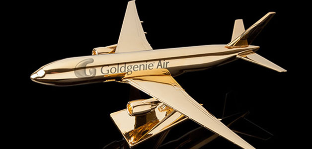 Goldgenie تطور نماذج طائرات مطلية بالذهب لإغراء هواء الاقتناء